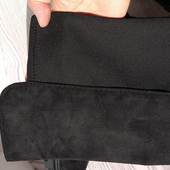 Unisa Black Tall Knee Faux Suede Boots Slip-On Elastic - Picture 14 of 16